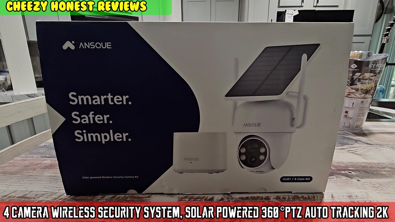 4 Camera Wireless Security system, Solar Powered 360°PTZ Auto Tracking 2K Color Night Vision