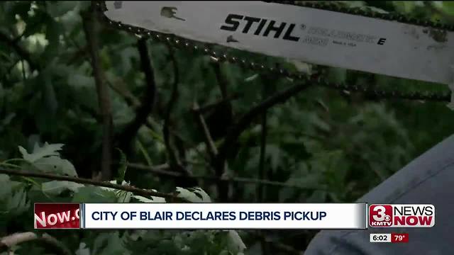 Blair debris clean up after storm