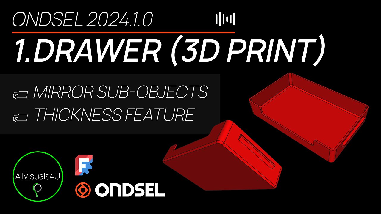 ⏱ TIMELAPSE 🗃 Ondsel Tutorial - Design This Drawer - FreeCAD Part Design - FreeCAD Thickness