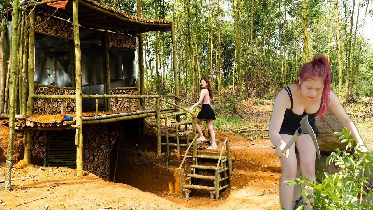 Epic Solo Bushcraft: Build a Dugout House - Hobbit Refuge - EP3