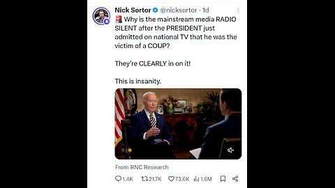 The media is RADIO SILENT after Biden just admitted on national TV that he was the victim of a COUP?