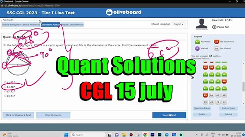 Oliveboard Quant Solutions of SSC CGL Tier 1 2023 Oliveboard Weekly Mock Test 15 July #mews #ssc