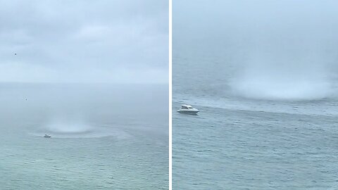 Boat spotted pulled in by a waterspout in Miami, Florida