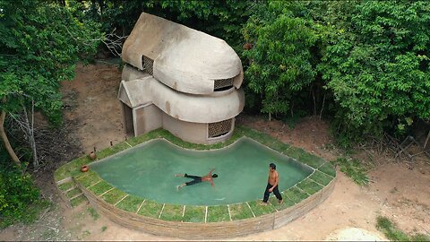 Building Amazing Modern Bamboo Mud House With Big Swimming Pool