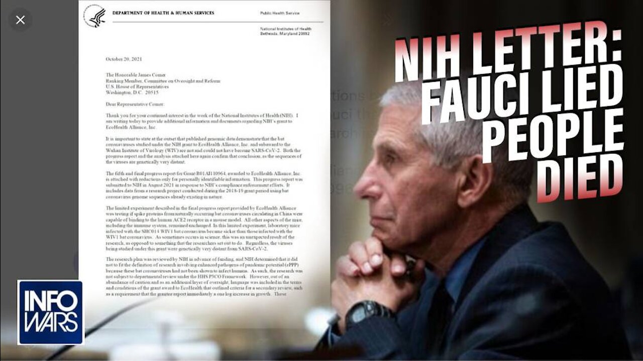BOMBSHELL! NIH Letter Proves Fauci Lied to Congress Over Publicly Funded