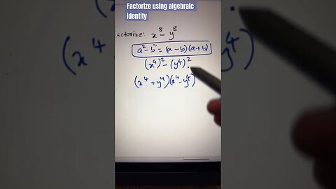 Factorize x^8 - y^8 using algebraic identity #algebra #youtubeshorts #mathtrick #math #mathematics