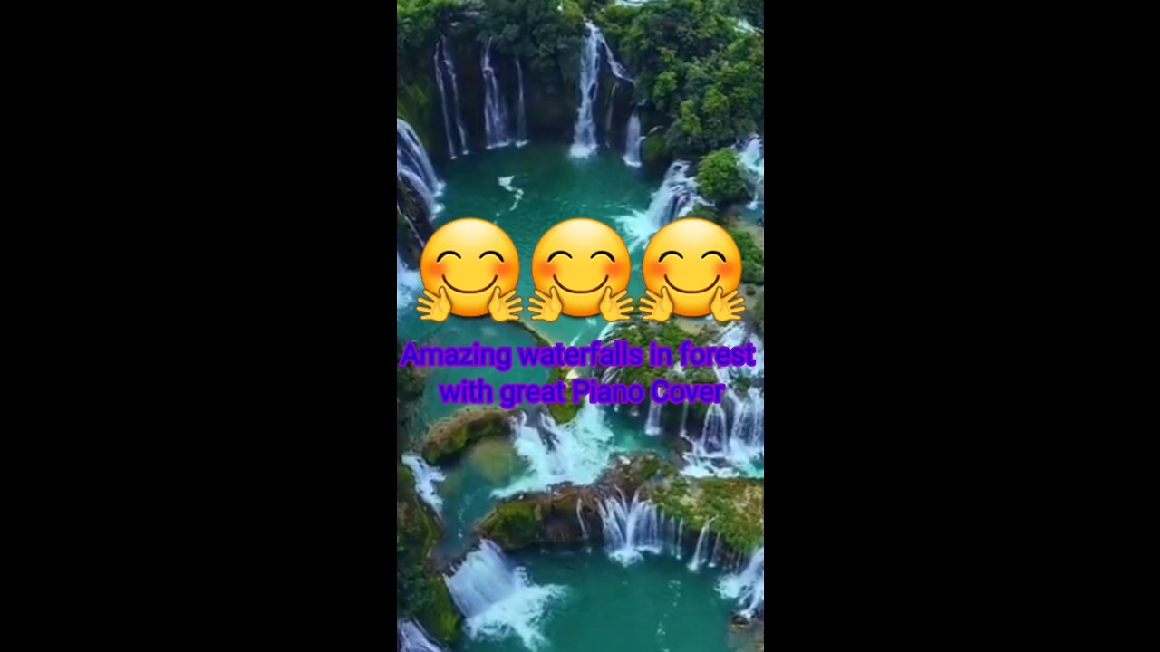 Relax with amazing waterfalls in forest and Piano Cover