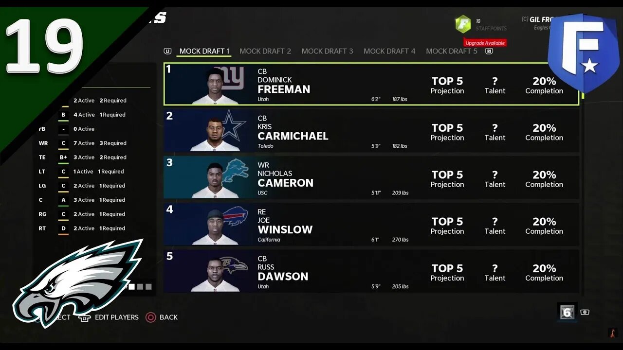 This Corner Class is DEEP (Scouting Update Episode) l Madden 22 Eagles Franchise l Ep. 19