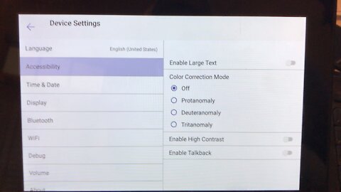 Accessibility settings Reboot
