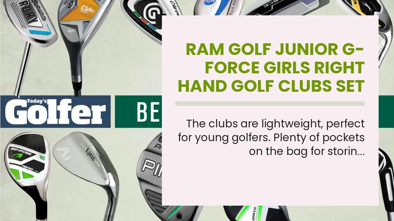 Ram Golf Junior G-Force Girls Right Hand Golf Clubs Set with Bag