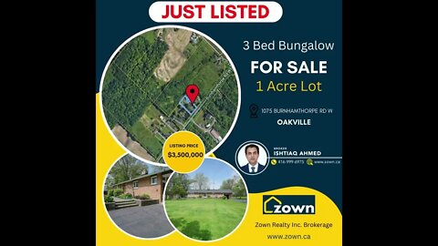 3 Bedroom Bungalow On 1 Acre Lot For Sale In Oakville