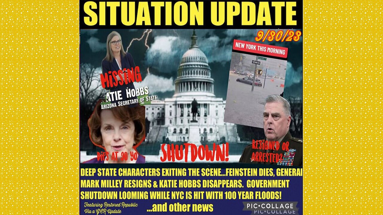 SITUATION UPDATE 9/30/23 - Milley/Hobs/Susan Rice/Ccp Def Minister Missing, Gov Shutdown Looms