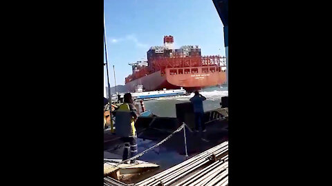 A Hamburg Süd cargo ship collided and damaged the cyclist boarding platform