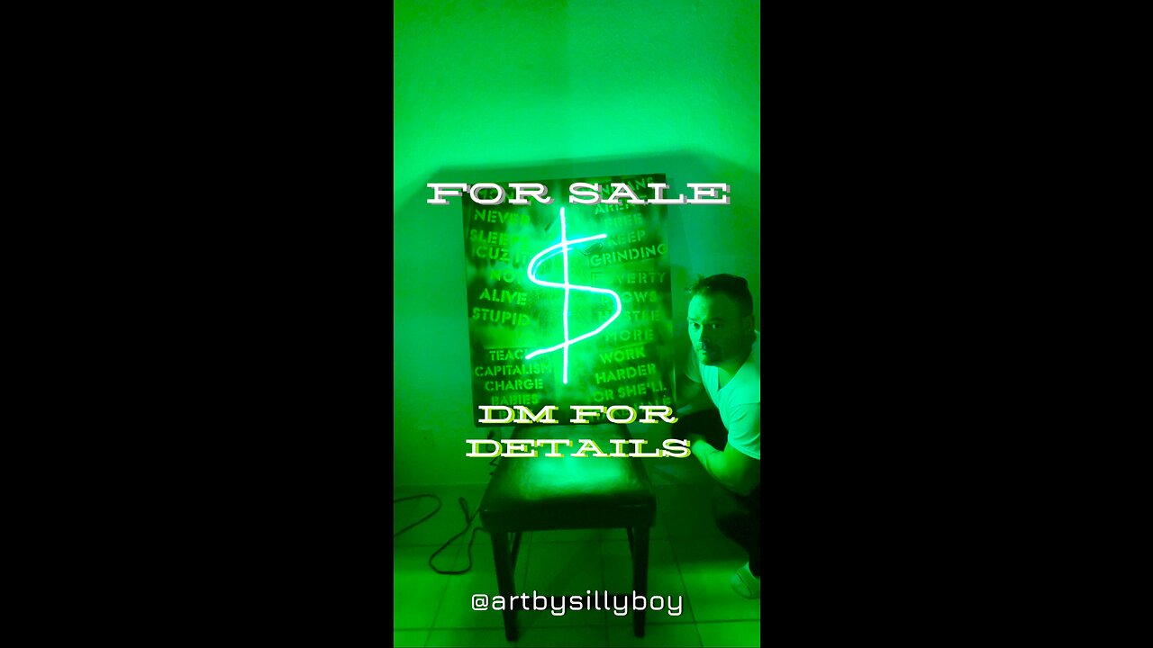 Art for sale - “Mean Money” 30x36 with green neon light