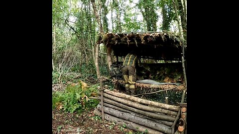 Bushcraft camping and outdoor cooking with Agir in ancient forest
