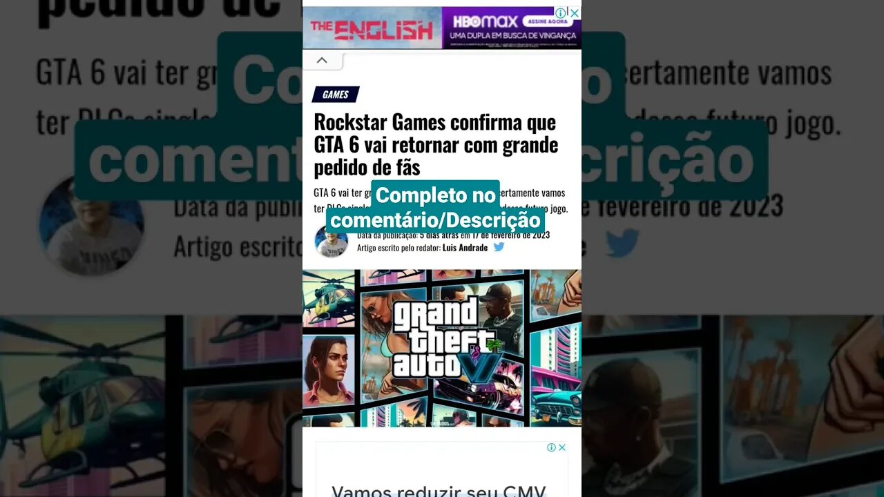GTA 6 Foco no modo um jogador/história