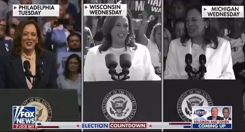 During her campaign stump, Kamala Harris sticks to a scripted speech without deviating from it