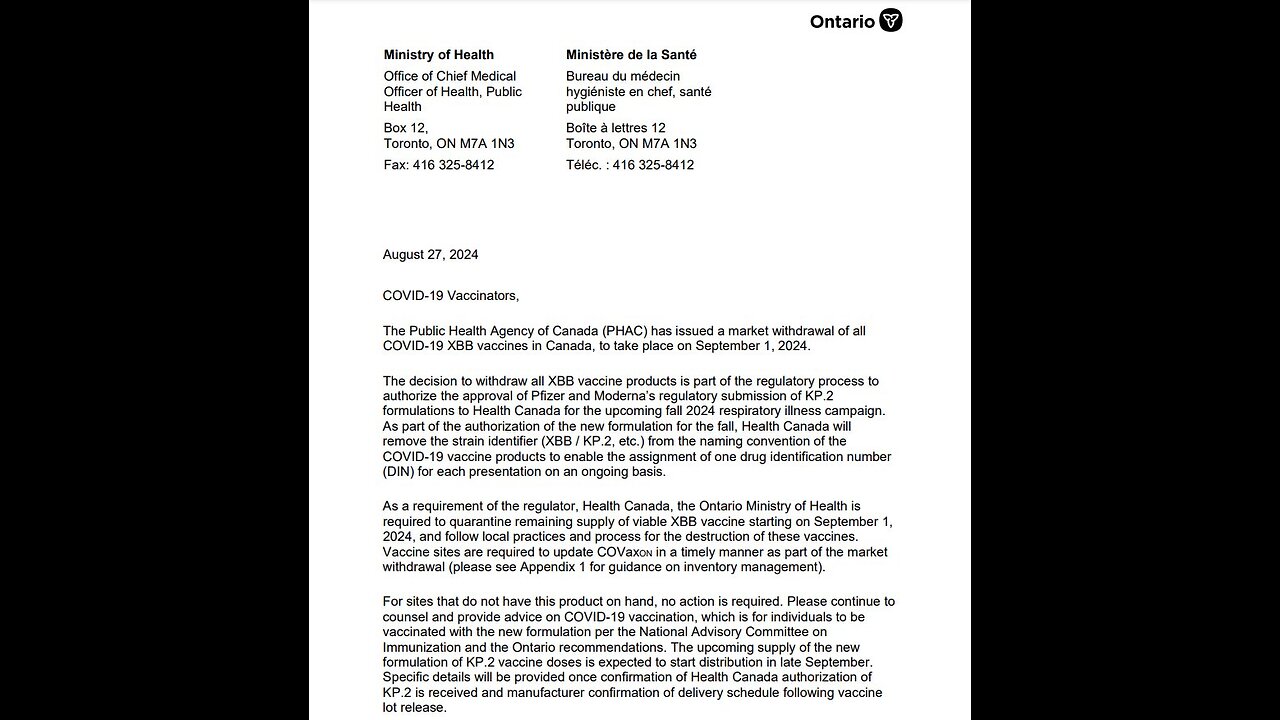 COVID-19 Vaccine Clinics across Canada have been ordered to destroy all vials of Pfizer & Moderna COVID-19 mRNA Vaccines!