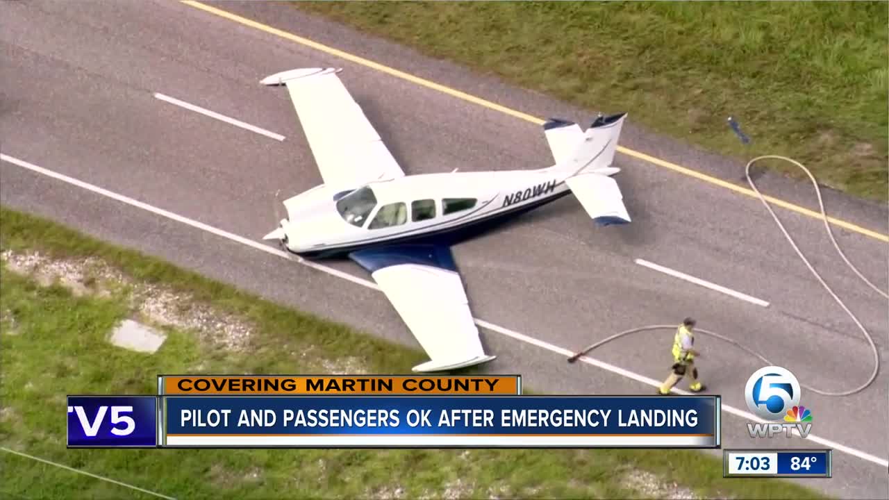 Pilot and passengers okay after emergency landing in Martin County