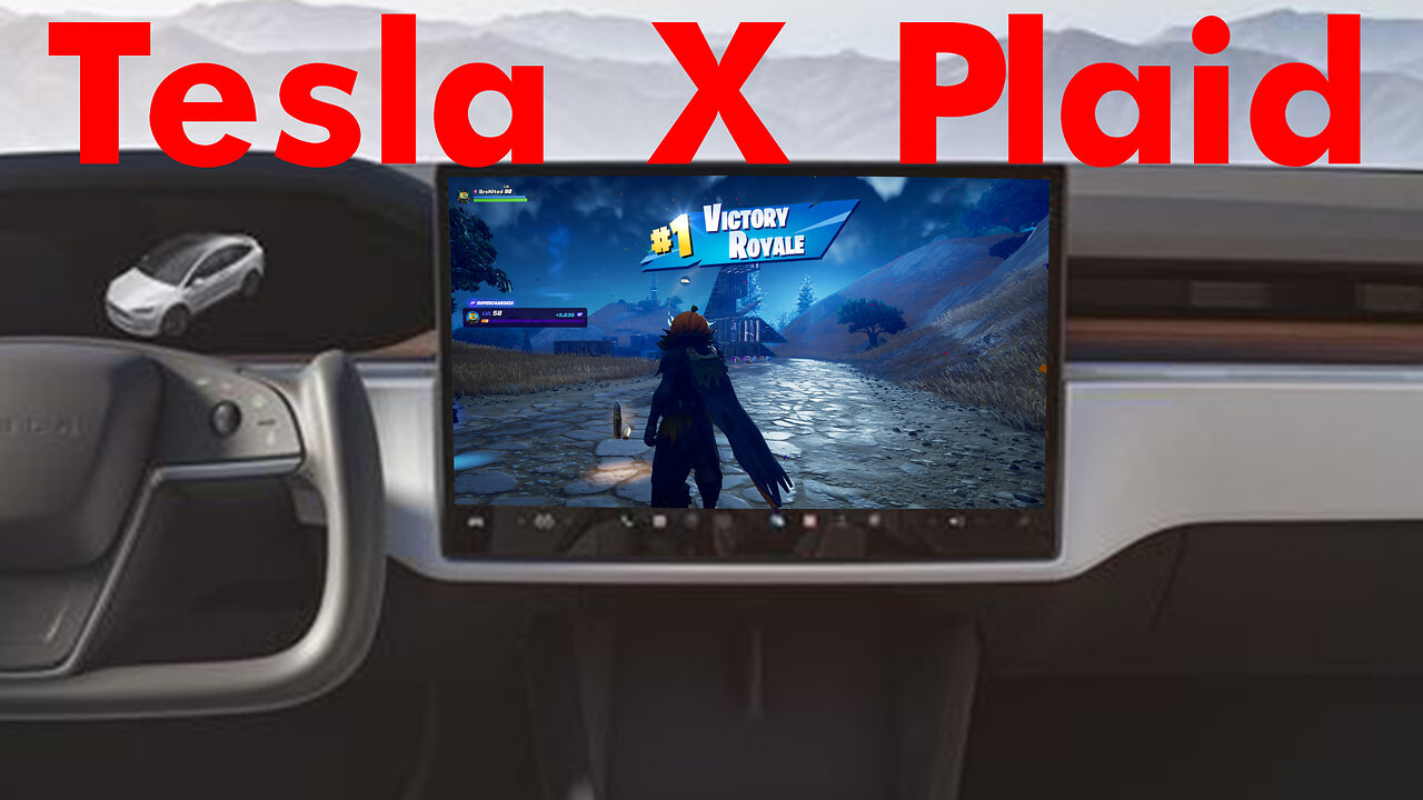 Attempting to win on Fortnite in the Tesla Model X Plaid