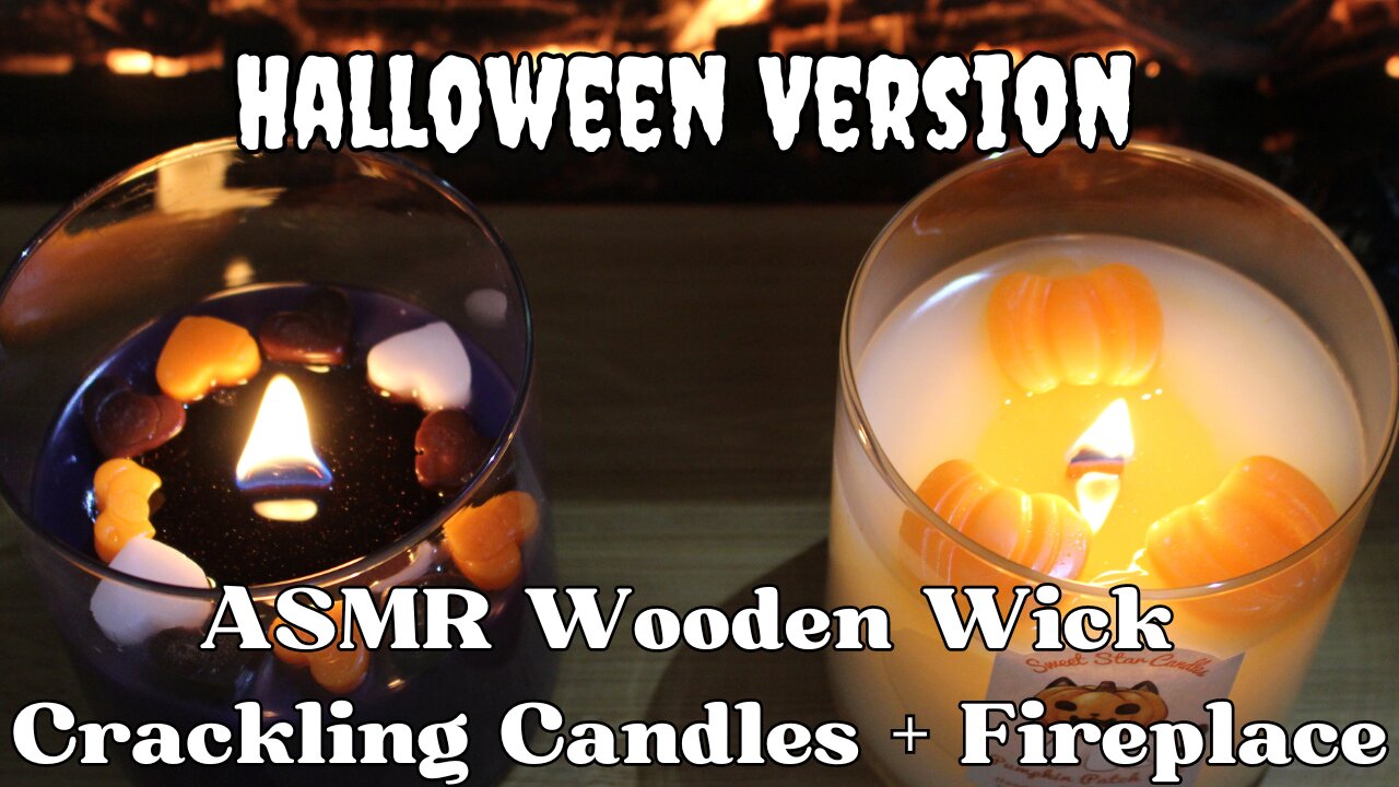 Halloween Version | ASMR Wooden Wick Crackling Candles + Fireplace 🕯️🔥