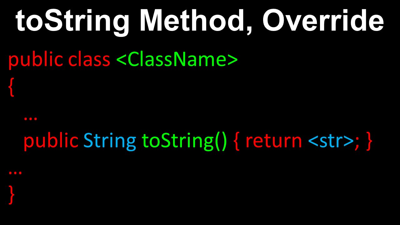 toString Method, Override - AP Computer Science A