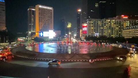 Selamat Datang monument at night, Jakarta