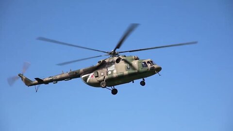 Mi-8 helicopters with electronic warfare systems on board