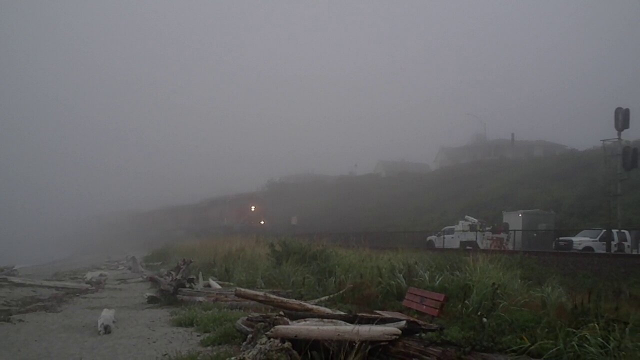 Southbound Intermodal Passing Through Foggy Edmonds