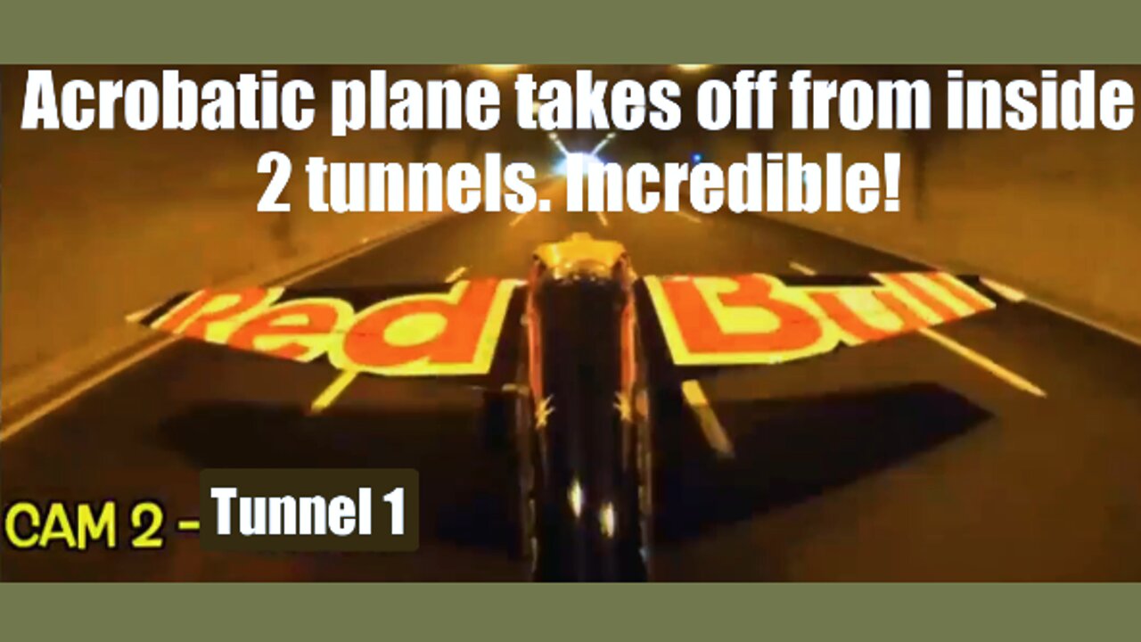 Acrobatic plane takes off from inside 2 tunnels. Incredible!
