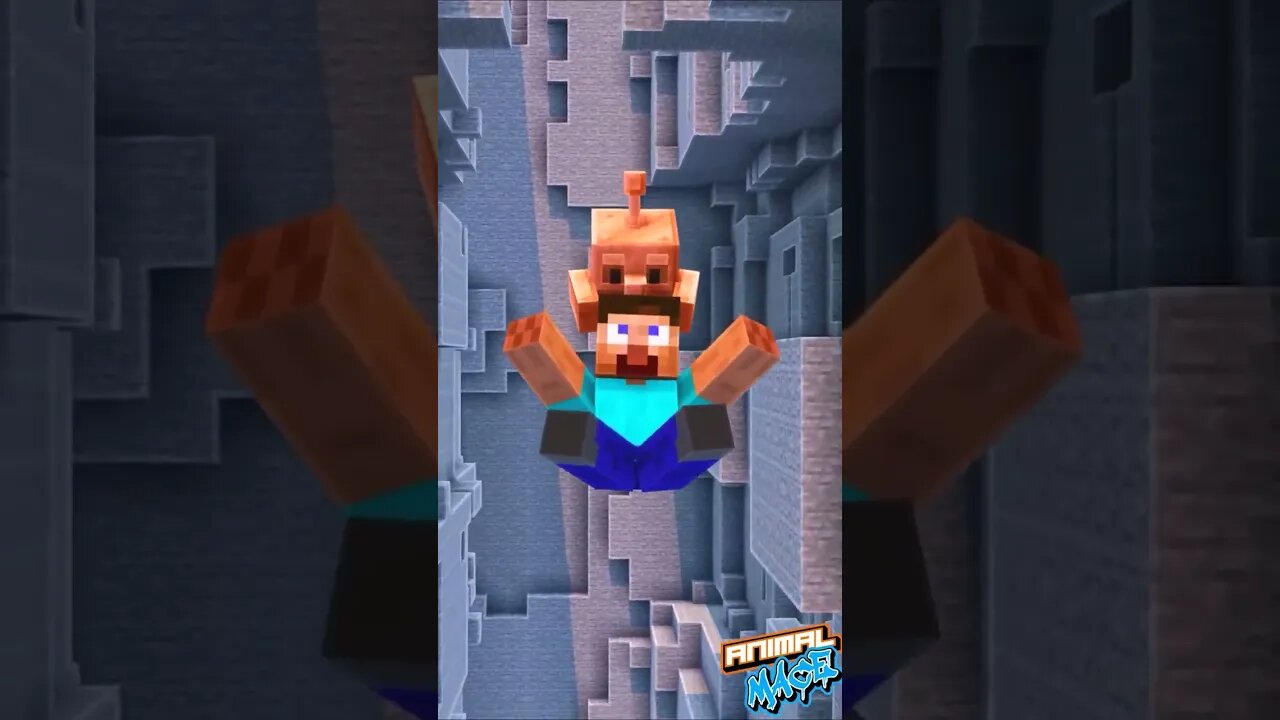 Minecraft Kratos Cliff Jump, Golem Saves Steve #Minecraft #Shorts