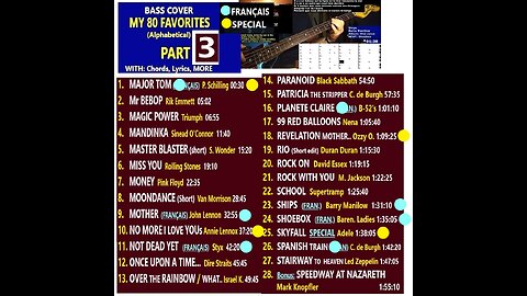 Bass cover __ MY FAVORITES Vol. 3 __ Chords real-time, Lyrics, Music videos, MORE