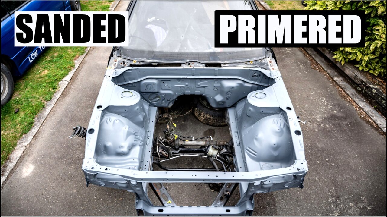Sanding and Priming our Project Car's Engine Bay!