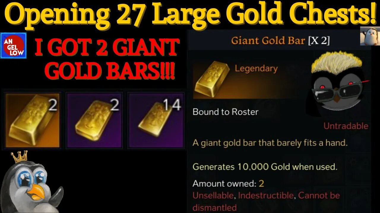 Opening 27 Large Gold Chests! I just used all my RNG Luck! I GOT 2 F'n Giant Gold Bars!!!!