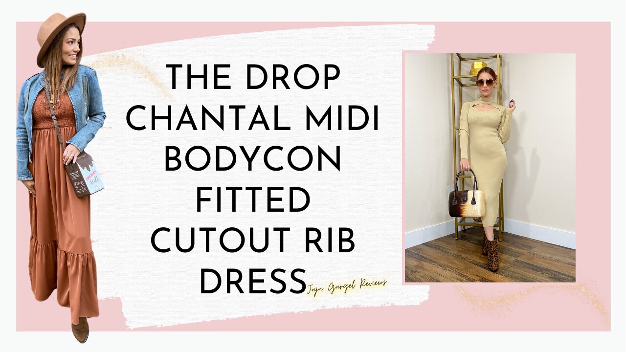The drop Women's Chantal Midi Bodycon Fitted Cutout Rib Dress review