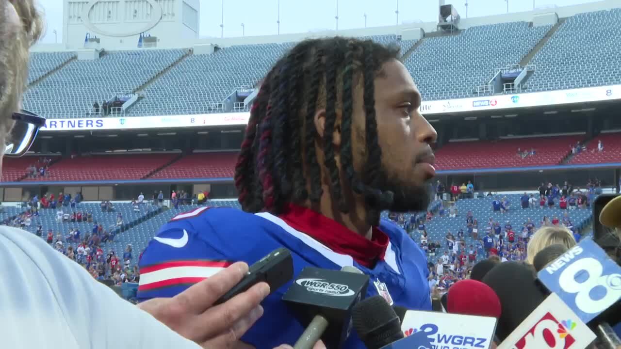 Bills safety Damar Hamlin back on the field at Highmark Stadium