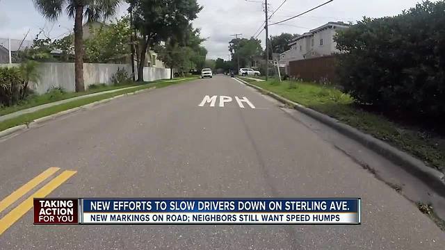 City of Tampa paints speed markings on busy residential street, neighbors want speed humps