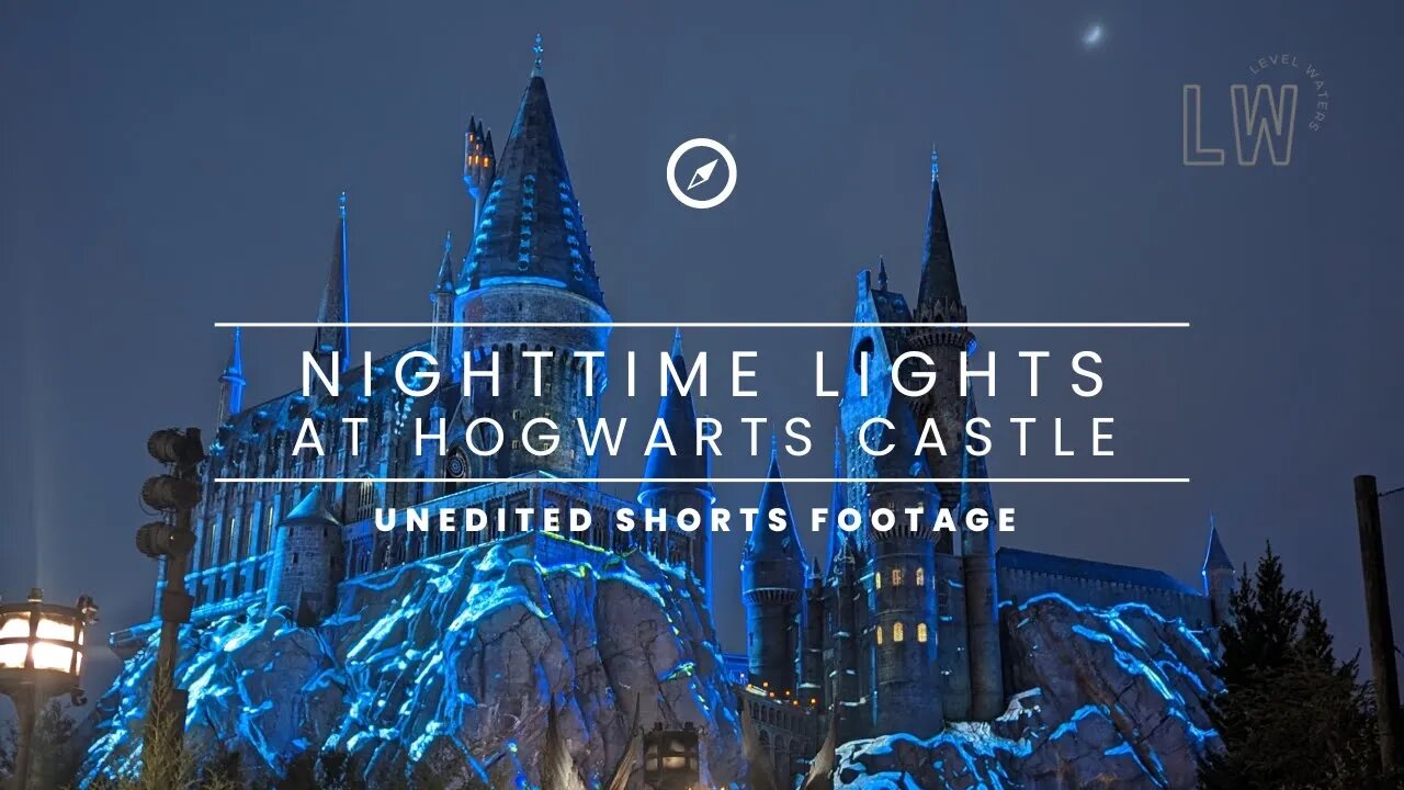 Nighttime Lights at Hogwarts Castle UNEDITED footage for shorts - Universal Orlando Harry Potter