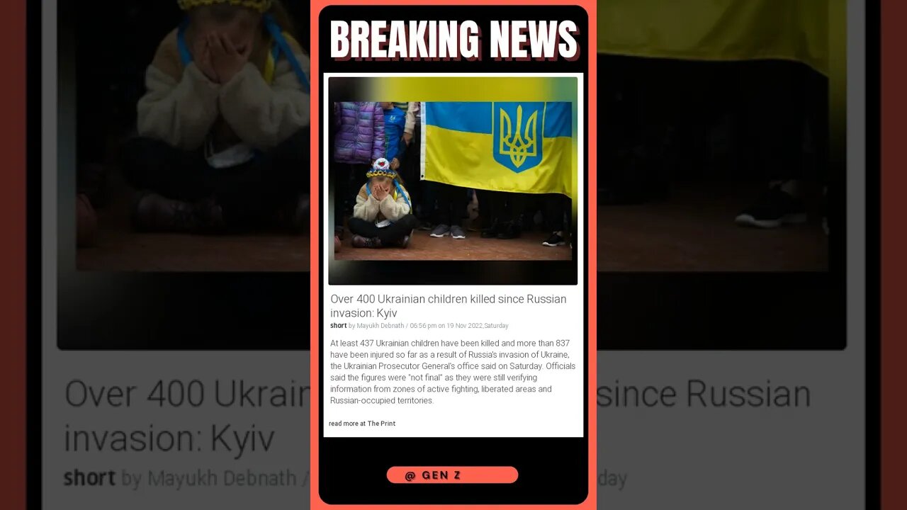 Latest Reports | Over 400 Ukrainian children killed since Russian invasion: Kyiv | #shorts #news