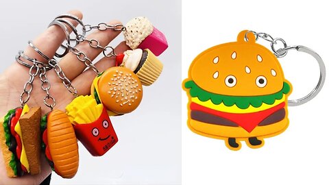 How to make burger theme key chain at home 🤩// diy mini burger key chain 🌈