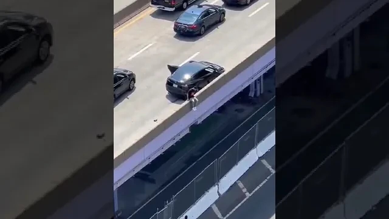 INSANE FOOTAGE: Thief jumps off bridge in attempt to escape