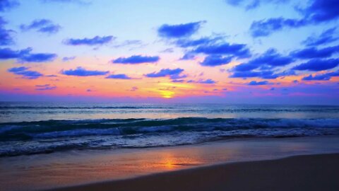 Calm Sea Sounds with Magical Sky - Ocean Sounds For Deep Sleep, Relax, Study