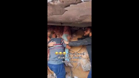 A Palestinian girl in Gaza is removed from under the rubble. Crushed by an entire building.