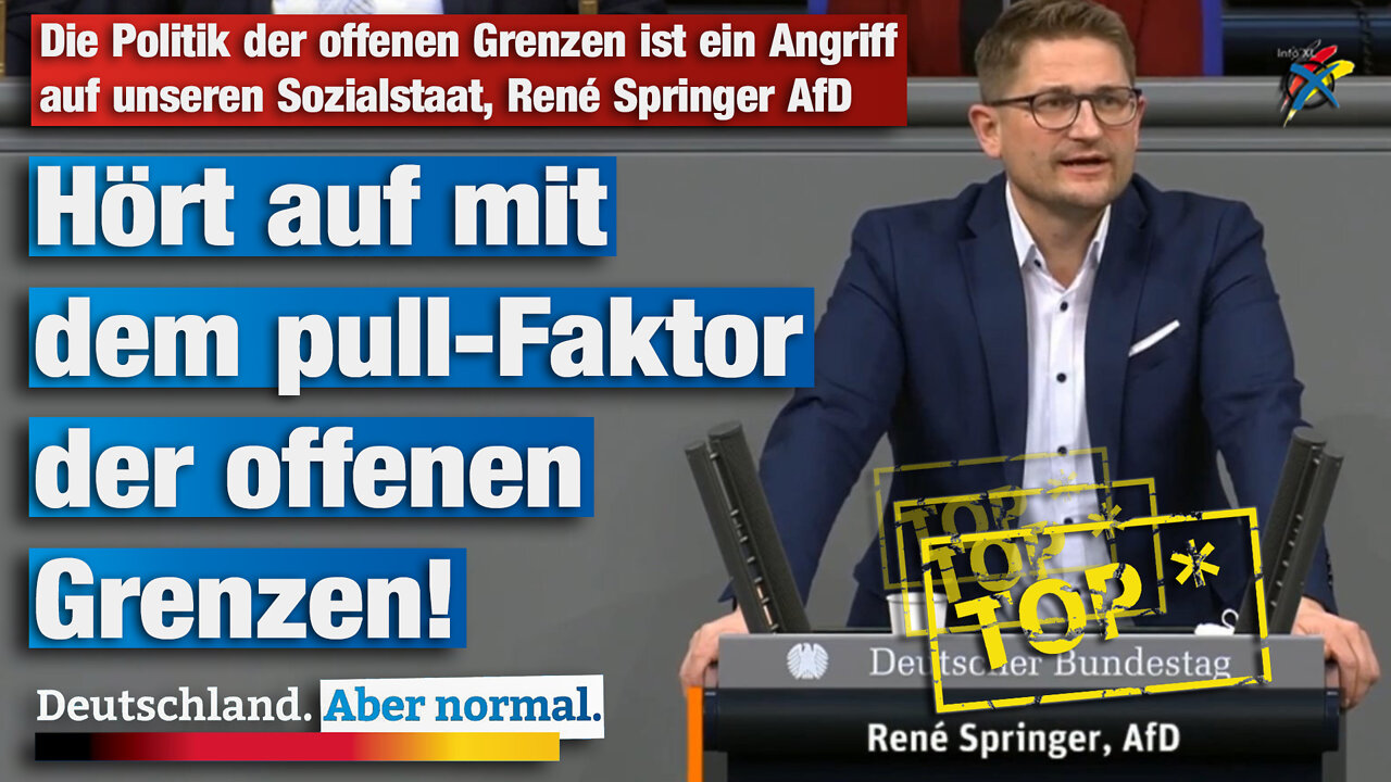 Die Politik der offenen Grenzen ist ein Angriff auf unseren Sozialstaat, René Springer AfD