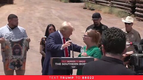 President Trump invites Patty Morin to the podium, mother of murder victim