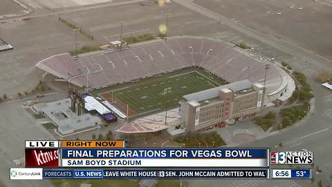 Field at Sam Boyd Stadium being prepared for game