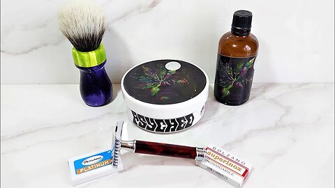 PSYCHED set by Pinnacle, blade swap mid shave.