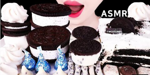ASMR OREO CHOCOLATE, ICE CREAM, CAKE, MARSHMALLOW, MERINGUE COOKIES EATING SOUNDS MUKBANG