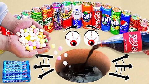 Giant Coca Cola, Fanta, Sprite and Big Pepsi, Mirinda, 7up Vs Mentos Underground | Lucky Doodles