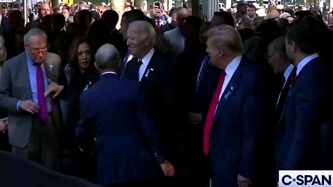 Donald Trump seen shaking Vice President Kamala Harris’ hand at the 9/11 Ceremony in New York City.